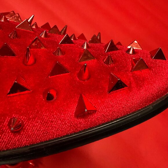 Red Studded Loafers – Alberto Fellini – Men’s Size 10.5 – Punk Luxe Statement